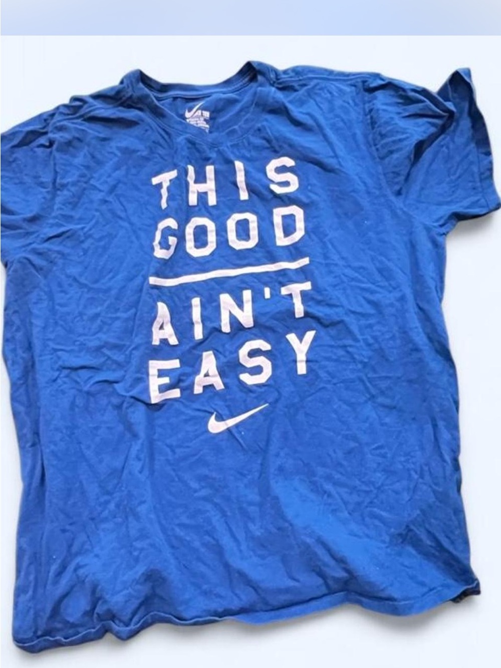 Nike Men’s Royal Blue Graphic Tee with White Text